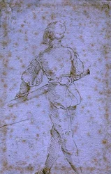 Um homem com um remo, c.1520-21 (caneta e tinta sobre papel)