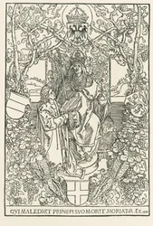Celtes apresenta a sua obra ao Imperador Maximiliano, impresso para a Sodalitas Celtica, Nuremberga