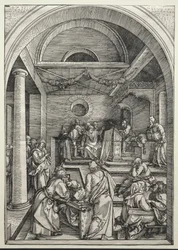 Cristo discutindo com os doutores, c. 1503-1504 (xilogravura)
