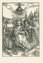 Sagrada Família com cinco anjos, c.1503-04 (xilogravura)