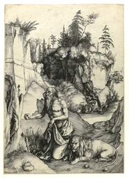 São Jerônimo penitente, c.1497 (Gravura Burin)