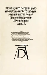 Página de rosto com o monograma de Durer de "Hierinn sind begriffen vier bücher von menschlicher Proportion".
