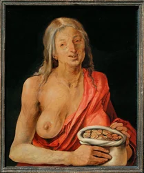 Vanitas, verso do retrato de um jovem (pintura sobre madeira de tília)