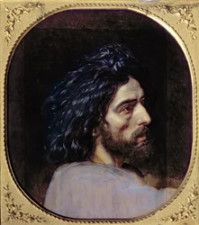 Chefe de João Batista, estude para &39;A Aparição de Cristo diante do Povo&39; (óleo sobre papel)