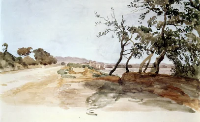Paisagem italiana, aguarela de Alexander Ivanov (1806-1858), pintor russo