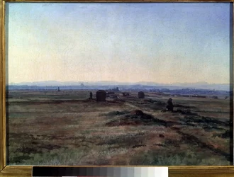 ""Vista da Via Appia (Via Ápia) ao pôr do sol"" Pintura de Alexander Ivanov (1806-1858) 1845 Galeria Estatal Tretyakov, Moscou