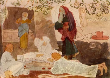 Três peregrinos que visitam Abraão, meados do século XIX, 1965.