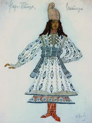 Esboço do traje de um cavaleiro, do ballet L