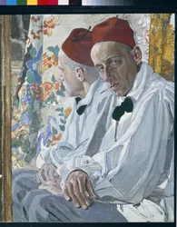 Retrato do produtor da exposição Vsevolod Meyerhold (1874-1940). Trabalho de Alexander Golovin (1863-1930), tempera em painel