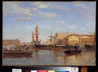 Vue de Saint Petersbourg depuis la Neva. (Vista de São Petersburgo a partir do Neva). Peinture de Alexander Karlovich Beggrov (1841-1914). Huile sur toile, 46 x 65 cm