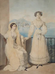 Retrato das irmãs Condessas Dorothea 1804-1863 e Catherine 1803-1888 von Tiesenhausen, 1825