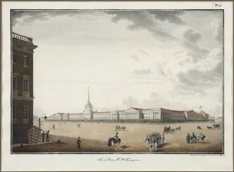A Admiralidade em São Petersburgo - Alexander Pavlovich Briullov (1798-1877). Litografia, aguarela