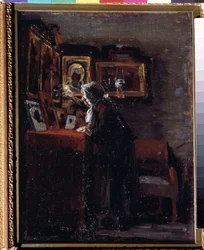 Avant une fete religieuse (Antes de uma festa religiosa) - Peinture de Aleksei Fyodorovich Afanasyev (Alexis Afanassiev) (1850-1920) - Huile sur toile, 41 x 31,5 cm