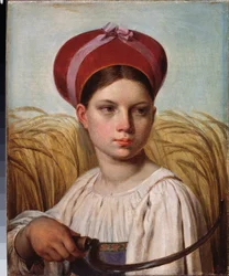 Ceifeiro - Pintura de Alexei Gavrilovich Venetsianov (1780-1847), óleo sobre tela, arte russa do século XIX, Romantismo - Museu Estatal Russo, São Petersburgo