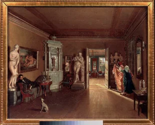O estúdio do artista Alexei (Alexis) Venetsianov (1780-1847) em São Petersburgo - State Tretyako