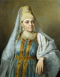 Retrato de Marfa Venetsianova em traje de Alexey Venetsianov (1780-1847), ca. 1828