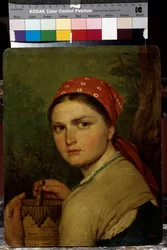 A Camponesa - Pintura de Alexei Gavrilovich Venetsianov (1780-1847), óleo sobre tela, cerca de 1824, arte russa