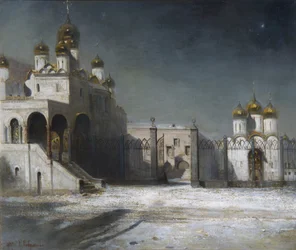 Praça da catedral no Kremlin de Moscou à noite, 1878
