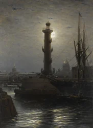 A coluna Rostral perto da Bolsa de Valores de São Petersburgo, 1878