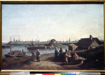 ""Vista da cidade de Kazan no Volga na Rússia"" Pintura de Alexei Petrovich Bogolyubov (Bogoliubov ou Bogoliubov) (1824-1896) 1861 Museu Estatal Russo, São Petersburgo