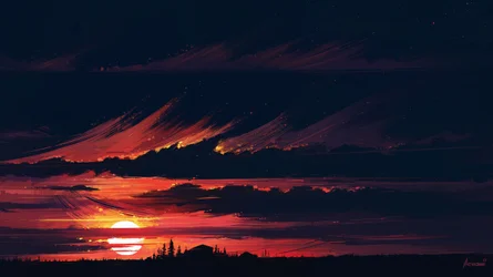 Pôr-do-sol espetacular no horizonte