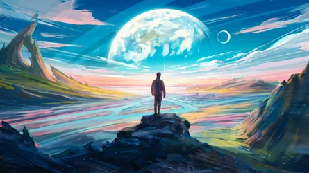 Figura solitária num planeta alienígena
