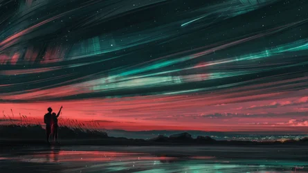 Noite romântica sob a aurora