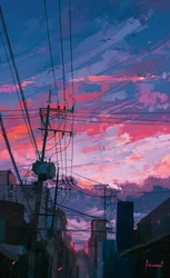 Pôr-do-sol na cidade vibrante