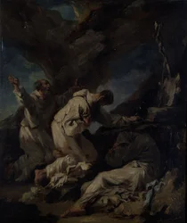 Monges rezadores (óleo sobre tela)