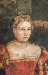 Retrato de uma nobre, detalhe da Pequena Sala das Damas Nobres (óleo sobre tela colado nas paredes)