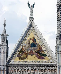 Catedral de Siena (Catedral de Santa Maria da Assunção). 1215-1263. Pormenor: mosaico com a coroação da Virgem Maria. 1878
