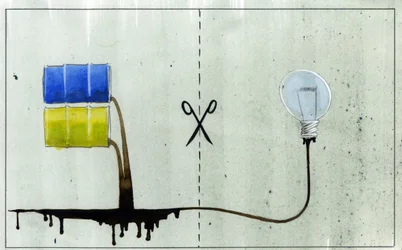 Representação alegórica da energia limpa e dos combustíveis fósseis Ilustração de Alessandro Lonati