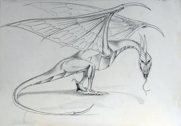 Criatura Fantástica: Dragão. Esboço de Alessandro Lonati