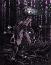 Criatura lendária: Chupacabras, desenho de vampiro sul-americano de Alessandro Lonati