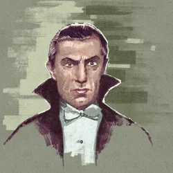 Retrato do actor húngaro Bela Lugosi como Conde Drácula (ilustração)