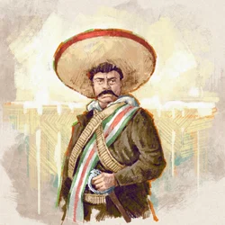 Retrato do revolucionário mexicano Pancho Villa, 2023 (ilustração)