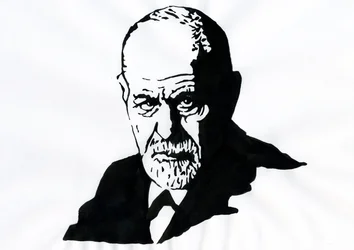 Retrato de Sigmund Freud (1856-1939), psiquiatra austríaco (Retrato de Sigmund Freud neurologista austríaco e o pai da psicanálise) - Ilustração de Alessandro Lonati