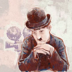 Retrato do actor e realizador Charlie Chaplin (ilustração)