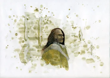Pré-história: Homem de Neanderthal com ferramentas de sílex Ilustração de Alessandro Lonati