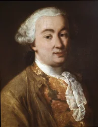 Retrato de Carlo Goldoni, autor de teatro italiano, detalhe (óleo sobre tela