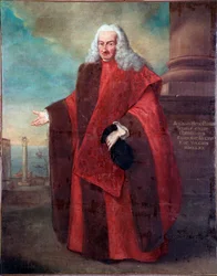 Retrato do Senador da República de Veneza Angelo Memmo I Pintura de Alessandro Longhi (1733-1813) 1770 Sol 181x143 cm Veneza, Museu Correr