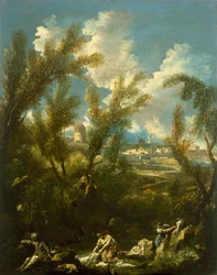 Paisagem com lavadeira, c.1715