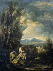 Paisagem com um santo