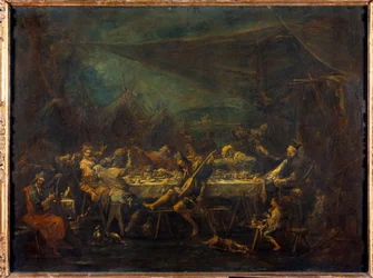 Refeição de Boêmios Pintura de Alessandro Magnasco (1667-1749) Sol do século XVIII. 0,86x1,18 m
