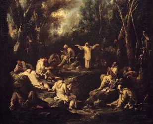 Cenas de vida monástica. Monges em diferentes posições de oração e em várias ocupações diárias. Pintura de Alessandro Magnasco (1667-1749). Museu de Artes Decorativas. Paris.