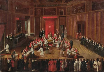 Cerimônia do Agnus Dei celebrada pelo Papa Clemente XI, c. 1710.