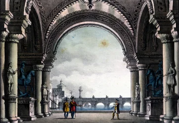 Cenografia de Sanquirico para a ópera "Bianca e Fernando" de Vincenzo Bellini