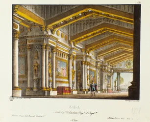 O Grande Salão do Palácio Real Cenário para a apresentação da ópera "Elisabetta, Regina d