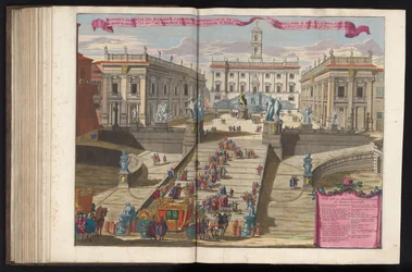 Armadilha na Piazza del Campidoglio te Rome Desenho e elevação do moderno Campidoglio romano (...) (título no objeto)