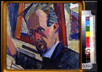 Auto-retrato. Pintura de Alexander Konstantinovich Bogomazov (1880-1930). Óleo sobre tela, 30,5 x 33 cm